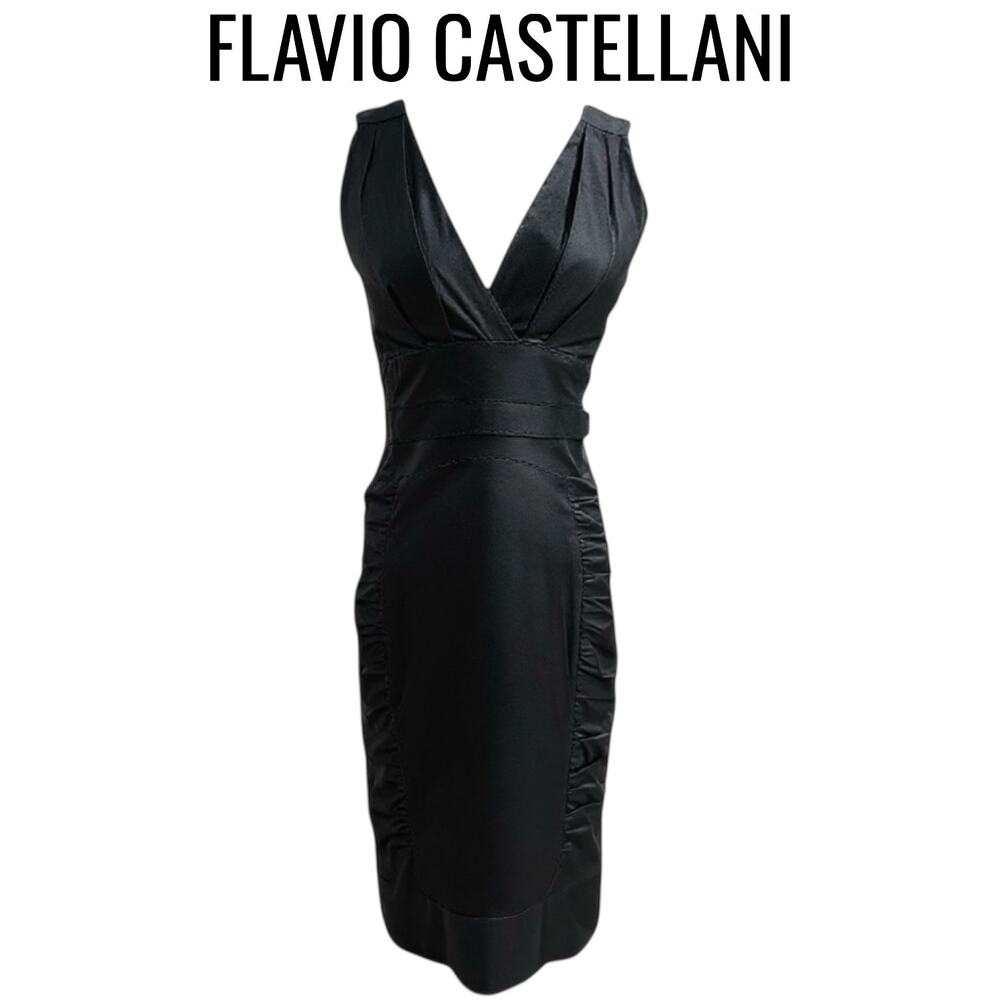 Flavio Castellani Black Midi Sheath Dress